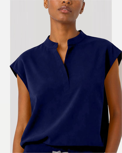 Navy Blue – Eipnare Women's Sleeveless Mandarin Collar Jogger Uniform Set – product image 08