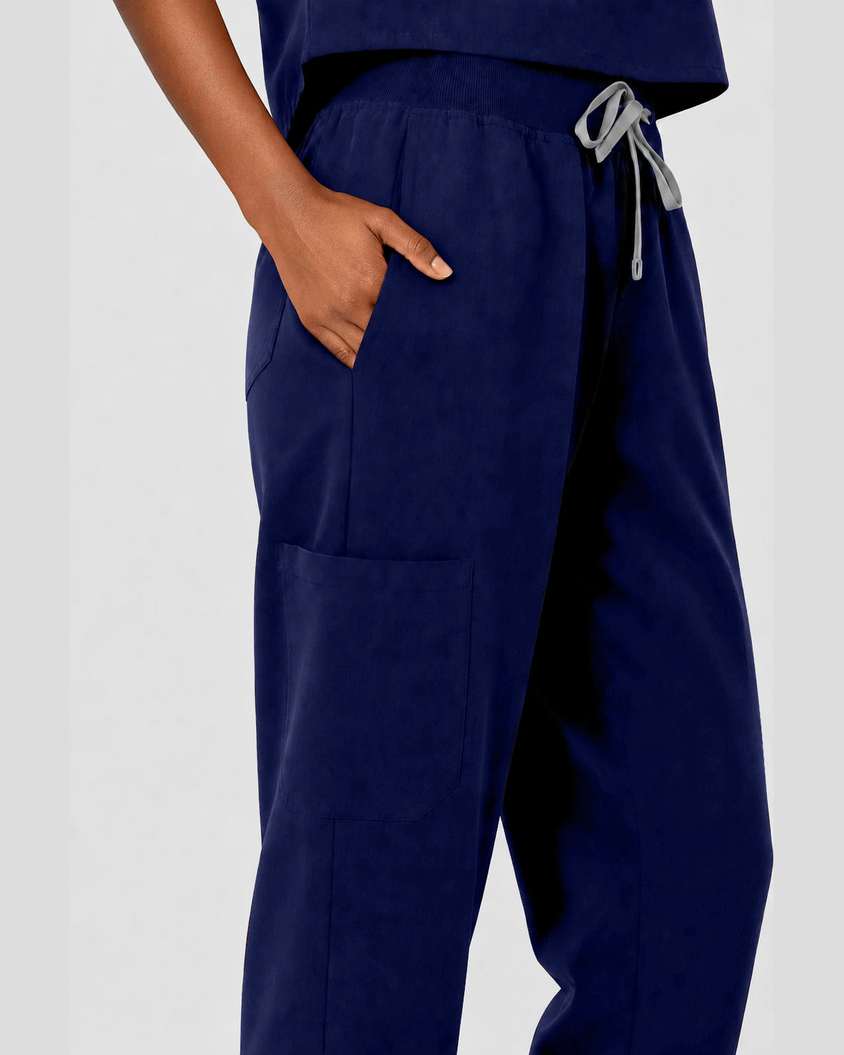 Navy Blue Eipnare Women's Sleeveless Mandarin Collar Jogger Scrub Set - Stretch Medical Scrubs for Women