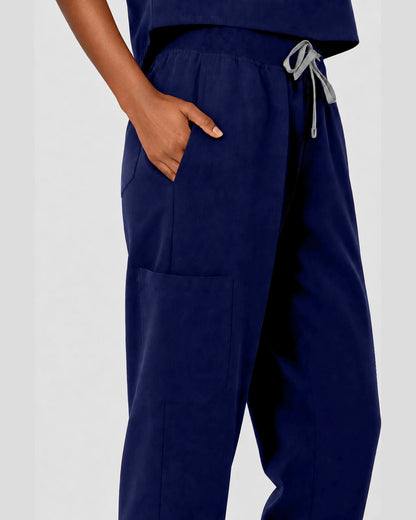 Navy Blue Eipnare Women's Sleeveless Mandarin Collar Jogger Scrub Set - Stretch Medical Scrubs for Women