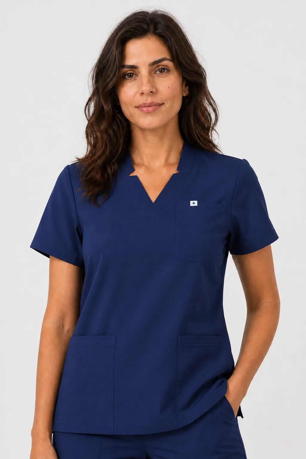 Navy Blue Eipnare Women's Notch Neck Cargo Jogger Scrub Set - Stretch Medical Scrubs for Women