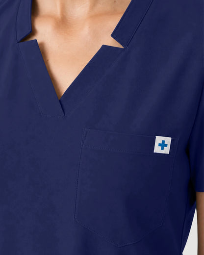 Navy Blue Eipnare Women's Notch V-Neck Cargo Jogger Scrub Set - Stretch Medical Scrubs for Women