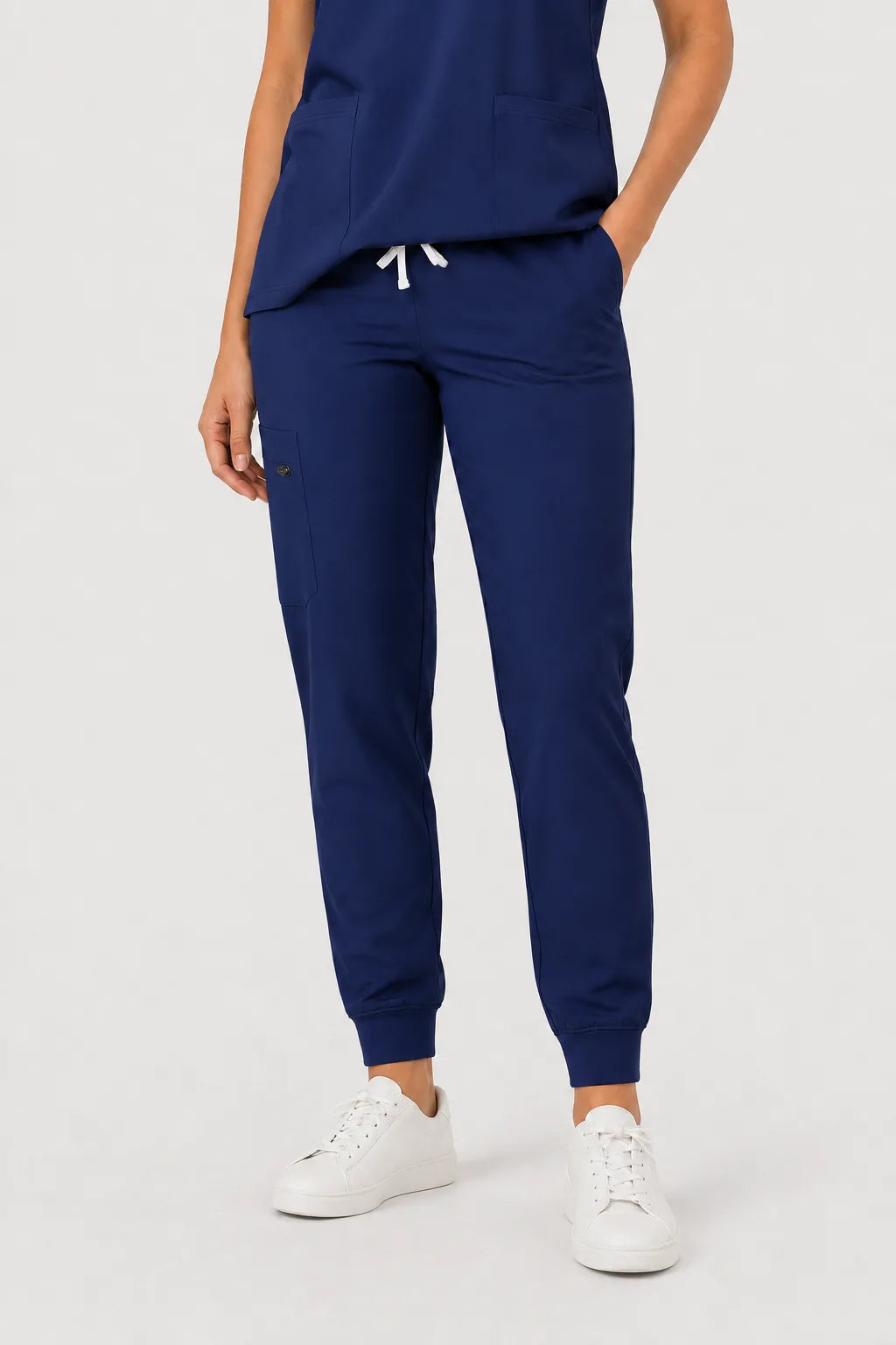 Navy Blue Eipnare Women's Notch Neck Cargo Jogger Scrub Set - Stretch Medical Scrubs for Women