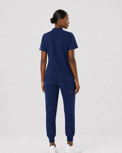 Navy Blue Eipnare Women's Split V-Neck Cargo Jogger Scrub Set - Stretch Medical Scrubs for Women