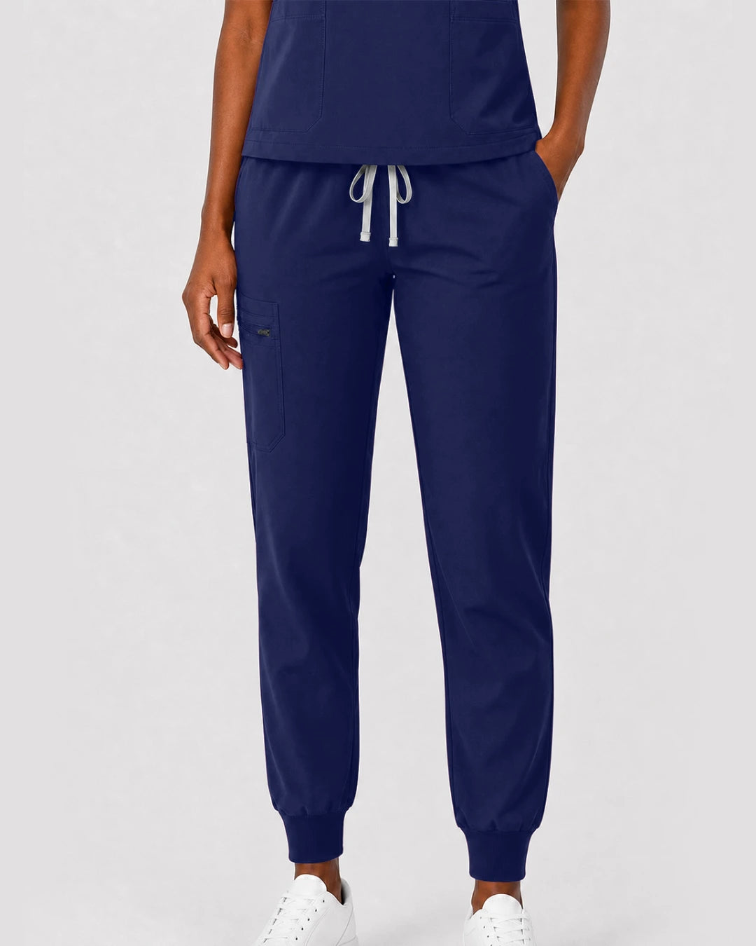 Navy Blue Eipnare Women's Split V-Neck Cargo Jogger Scrub Set - Stretch Medical Scrubs for Women