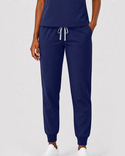 Navy Blue Eipnare Women's Split V-Neck Cargo Jogger Scrub Set - Stretch Medical Scrubs for Women