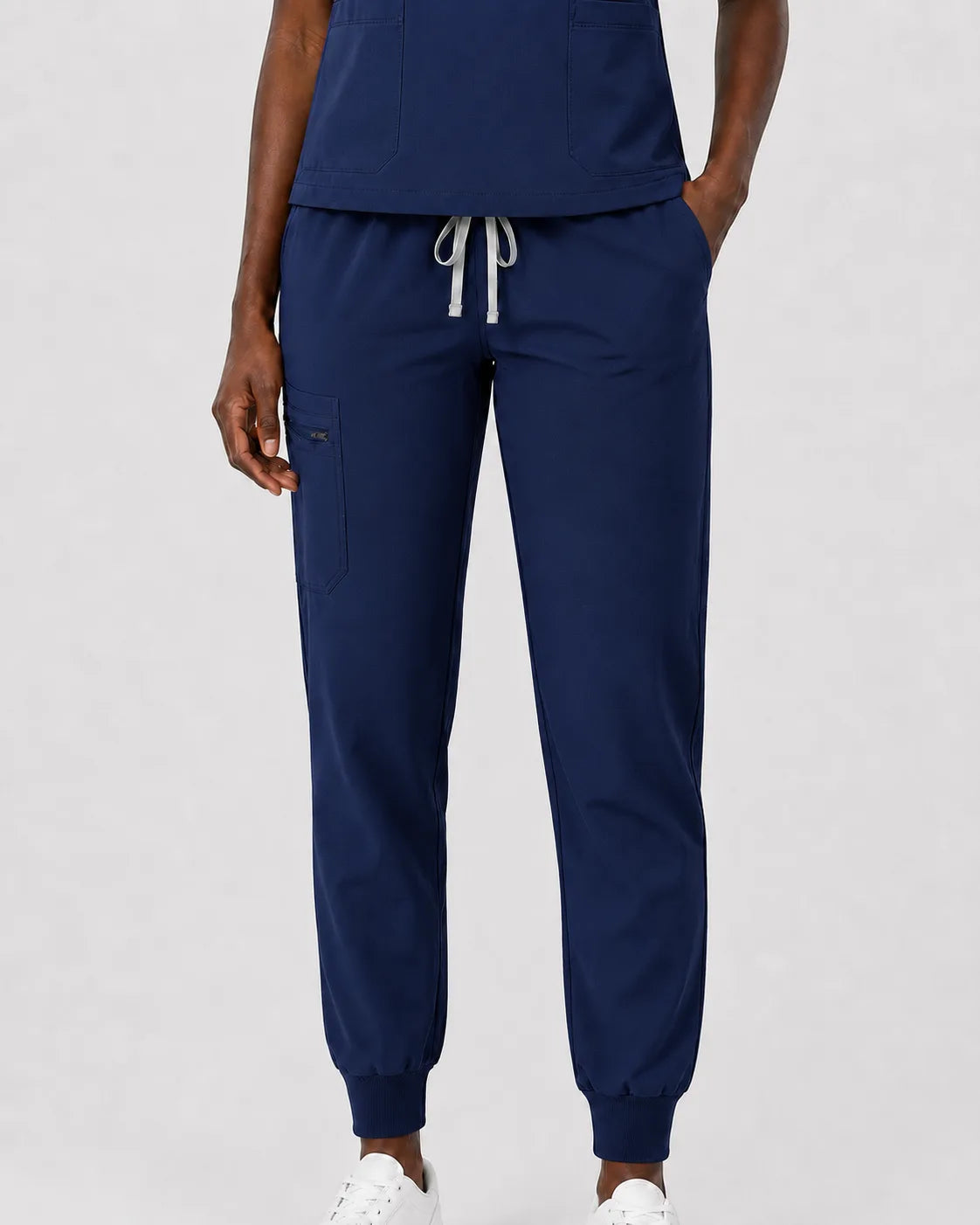 Navy Blue Eipnare Women's Split V-Neck Cargo Jogger Scrub Set - Stretch Medical Scrubs for Women