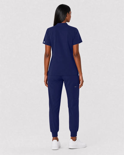 Navy Blue Eipnare Women's Split V-Neck Cargo Jogger Scrub Set - Stretch Medical Scrubs for Women