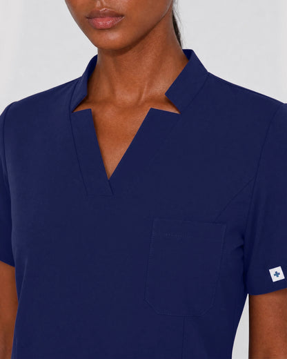Navy Blue Eipnare Women's Split V-Neck Cargo Jogger Scrub Set - Stretch Medical Scrubs for Women