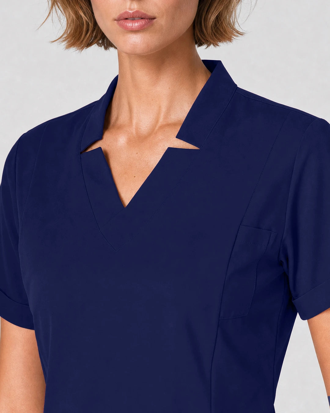 Navy Blue Eipnare Women's Split V-Neck Tapered Scrub Set - Stretch Medical Scrubs for Women