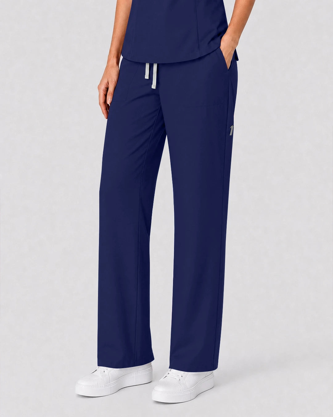 Navy Blue Eipnare Women's Split V-Neck Tapered Scrub Set - Stretch Medical Scrubs for Women