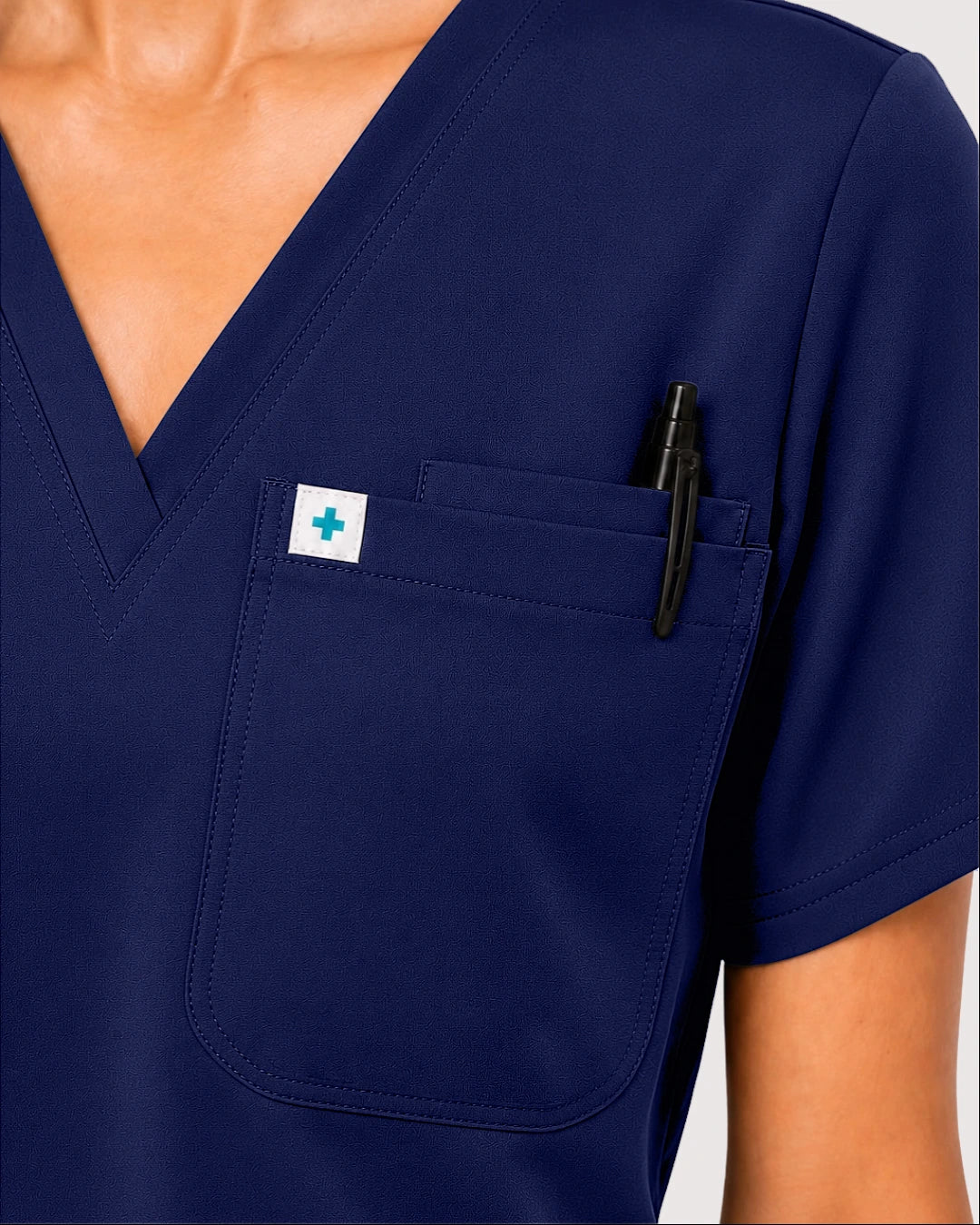 Navy Blue Eipnare Women's Knit V-Neck Jogger Scrub Set - Stretch Medical Scrubs for Women