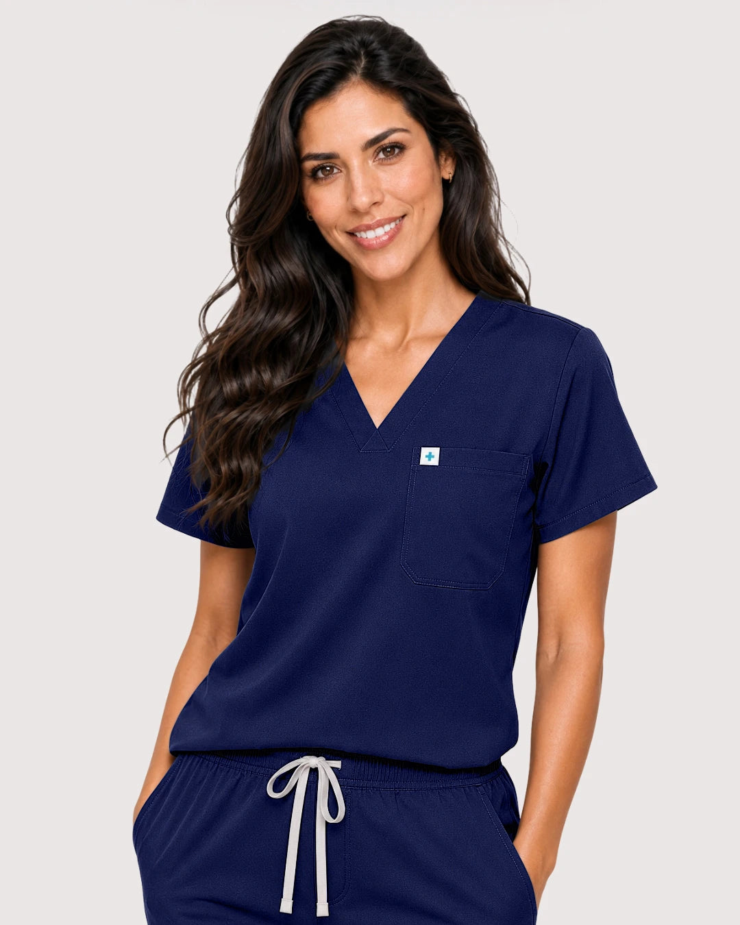Navy Blue Eipnare Women's Knit V-Neck Jogger Scrub Set - Stretch Medical Scrubs for Women