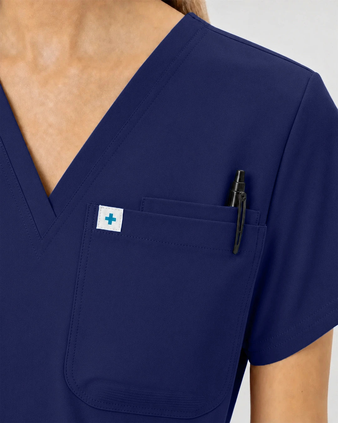 Navy Blue Eipnare Women's Classic V-Neck Jogger Scrub Set - Stretch Medical Scrubs for Women
