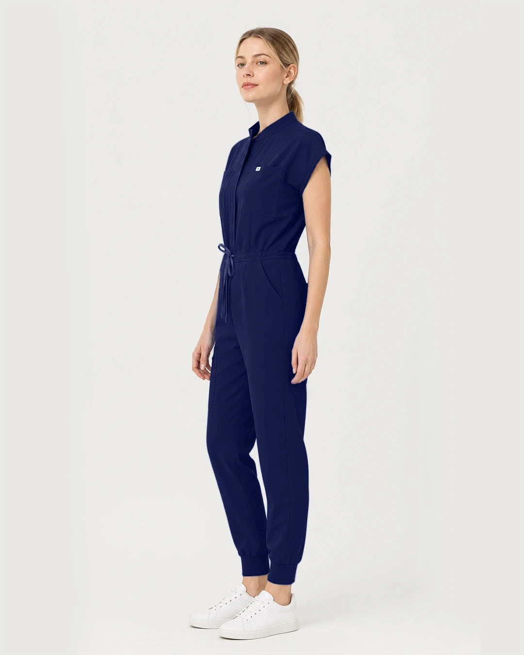 Navy Blue Eipnare Women's Zip-Front Sleeveless Scrub Jumpsuit - Stretch Medical Scrubs for Women