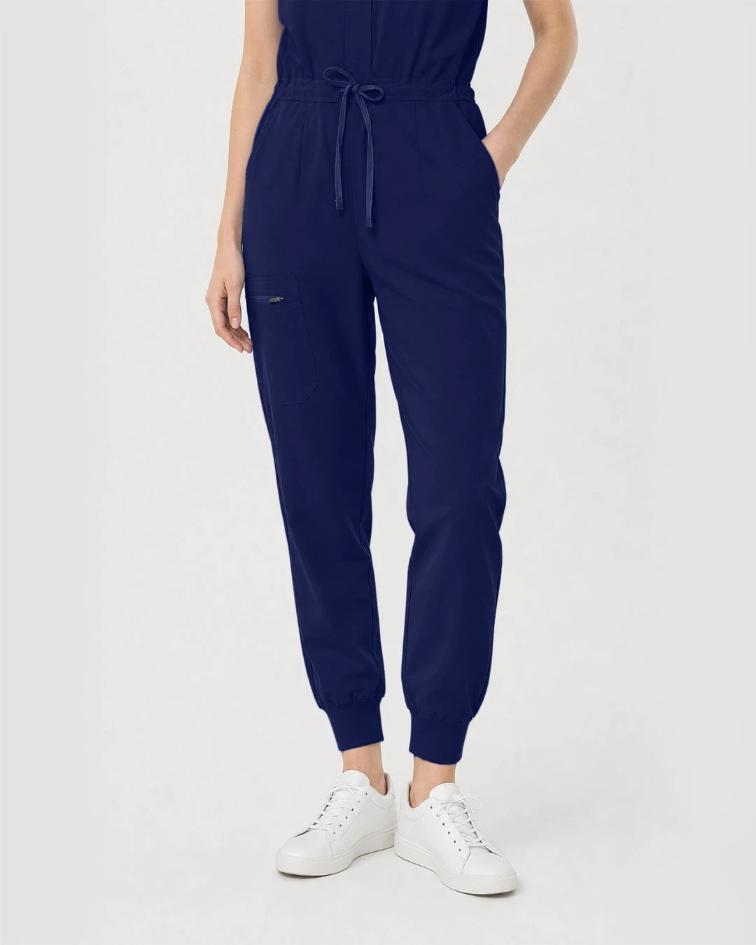 Navy Blue Eipnare Women's Zip-Front Sleeveless Scrub Jumpsuit - Stretch Medical Scrubs for Women