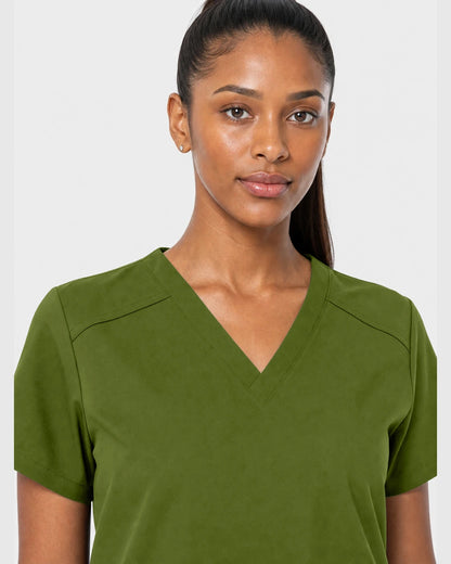 Olive Green Eipnare Women's 15-Pocket V-Neck Jogger Scrub Set - Stretch Medical Scrubs for Women