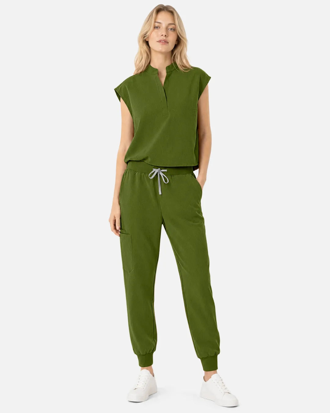 Olive green Eipnare Women's Tapered Jogger Scrub Pants - Stretch Medical Scrubs for Women