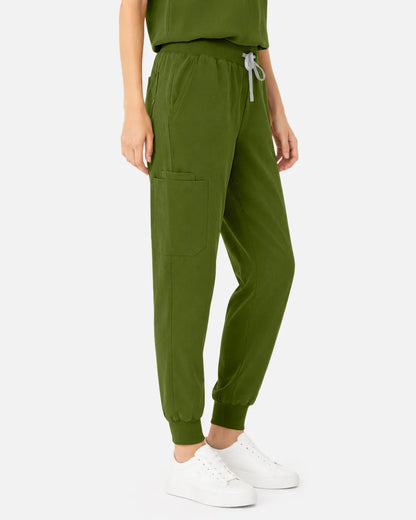Olive green Eipnare Women's Tapered Jogger Scrub Pants - Stretch Medical Scrubs for Women