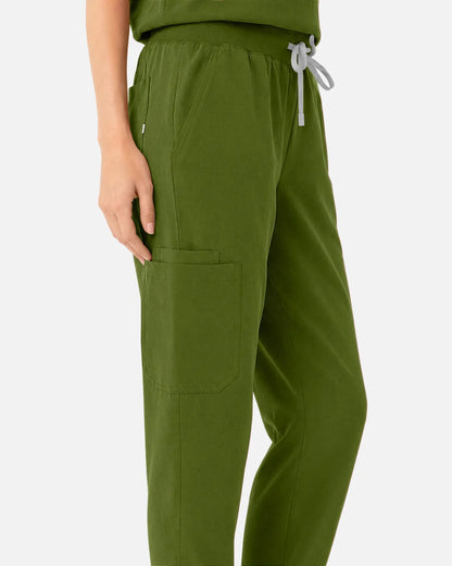 Olive green Eipnare Women's Tapered Jogger Scrub Pants - Stretch Medical Scrubs for Women