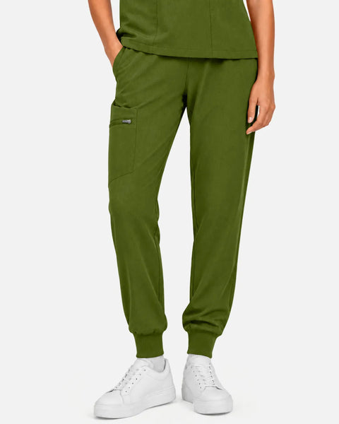 Eipnare Women's Multi-Pocket Jogger Uniform Pants - Olive Green