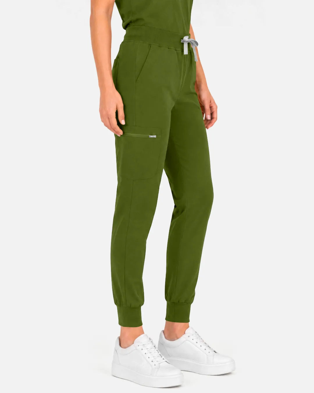 Olive green Eipnare Women's Multi-Pocket Jogger Scrub Pants - Stretch Medical Scrubs for Women