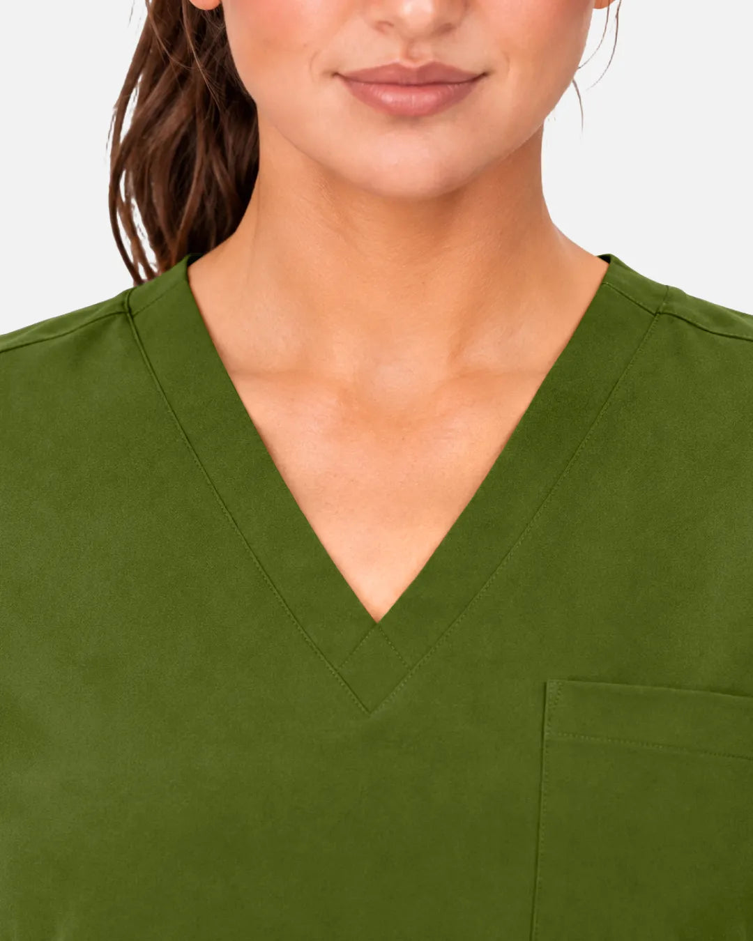 Olive green Eipnare Women's 3-Pocket V-Neck Scrub Top - Stretch Medical Scrubs for Women
