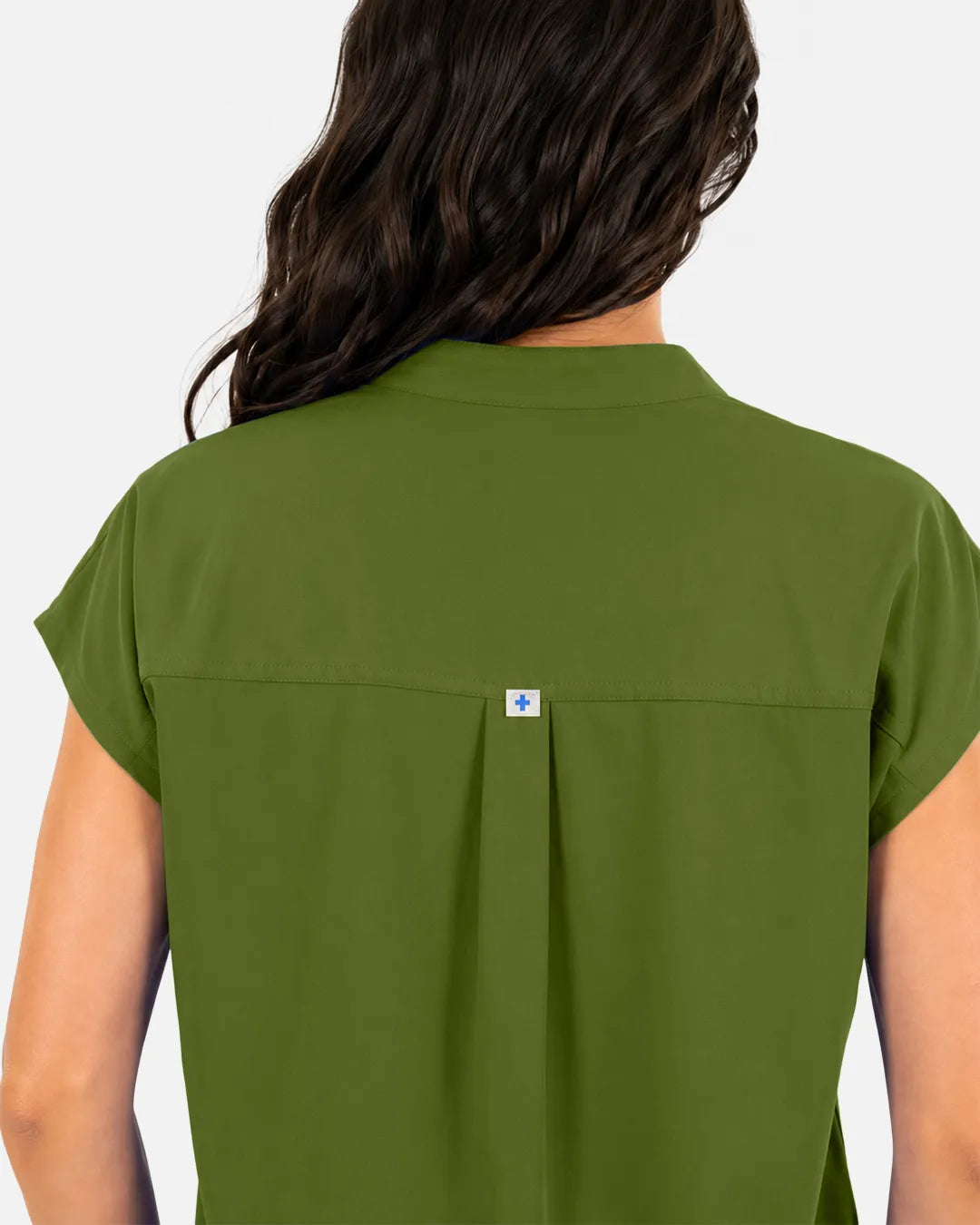 Olive green Eipnare Women's Sleeveless Mandarin Collar Scrub Top - Stretch Medical Scrubs for Women