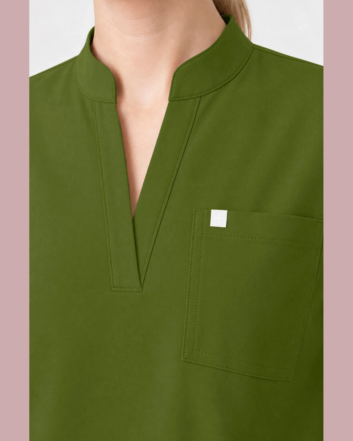 Olive Green Eipnare Women's Henley Sleeveless Straight-Leg Scrub Set - Stretch Medical Scrubs for Women