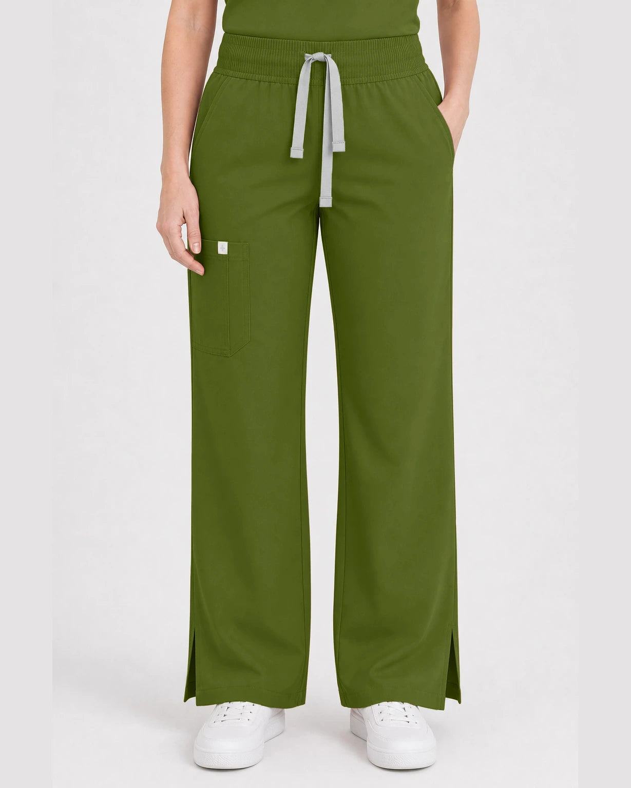 Olive Green Eipnare Women's Henley Sleeveless Straight-Leg Scrub Set - Stretch Medical Scrubs for Women