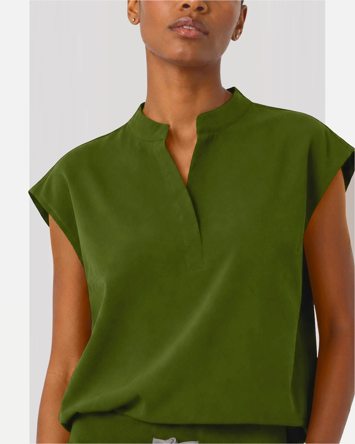 Green – Eipnare Women's Sleeveless Mandarin Collar Jogger Uniform Set – product image 08