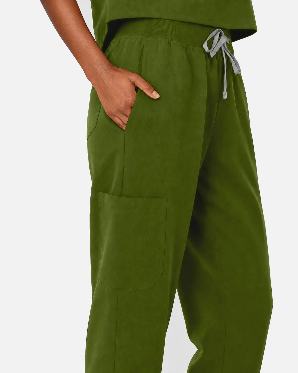 Green – Eipnare Women's Sleeveless Mandarin Collar Jogger Uniform Set – product image 09