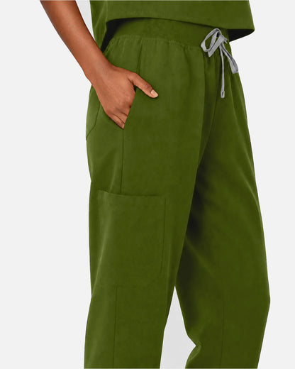 Green – Eipnare Women's Sleeveless Mandarin Collar Jogger Uniform Set – product image 09