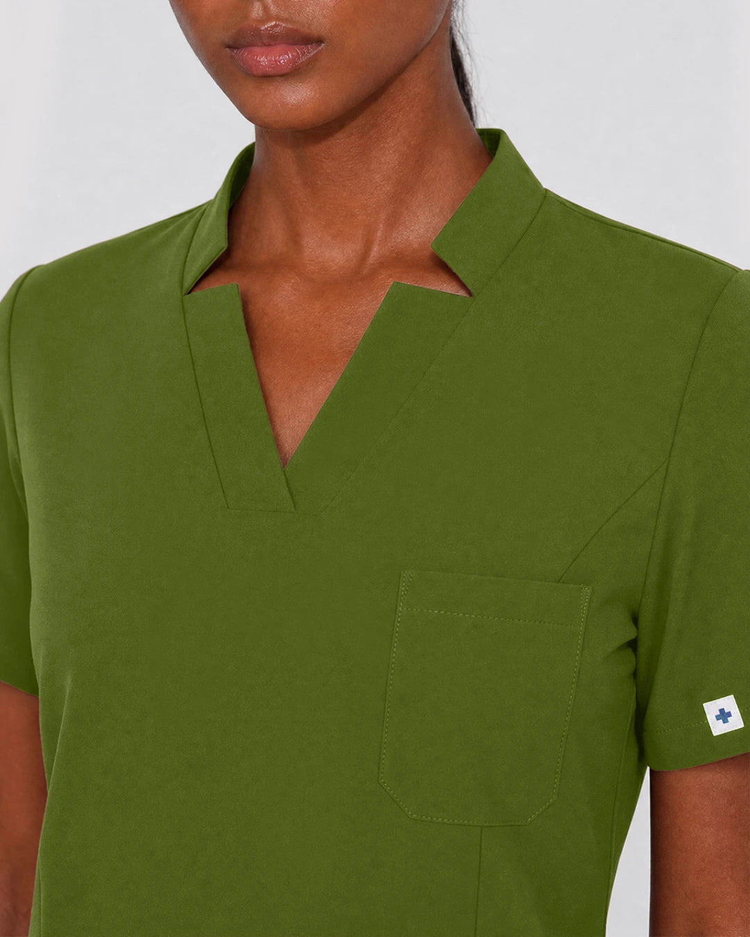 Olive Green Eipnare Women's Split V-Neck Cargo Jogger Scrub Set - Stretch Medical Scrubs for Women