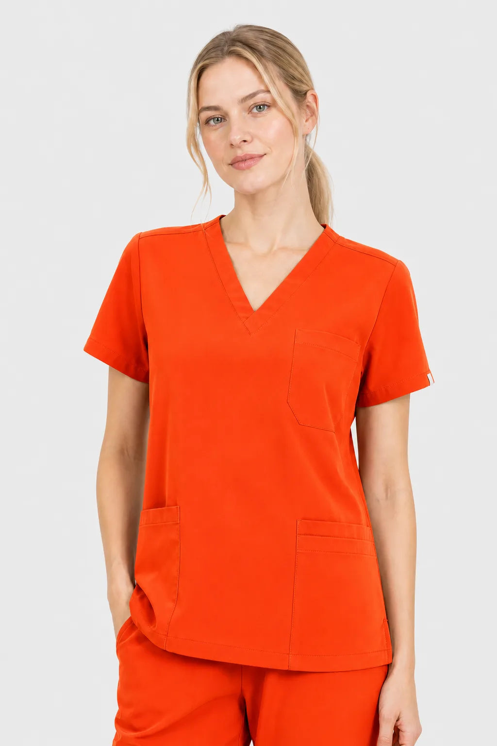 Orange Eipnare Women's V-Neck 8-Pocket Jogger Scrub Set - Stretch Medical Scrubs for Women