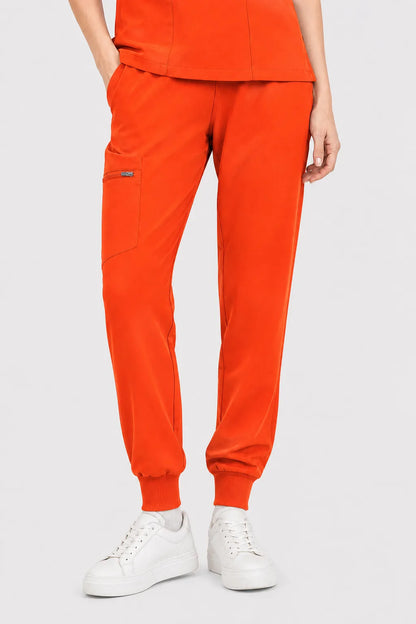 Orange Eipnare Women's V-Neck 8-Pocket Jogger Scrub Set - Stretch Medical Scrubs for Women
