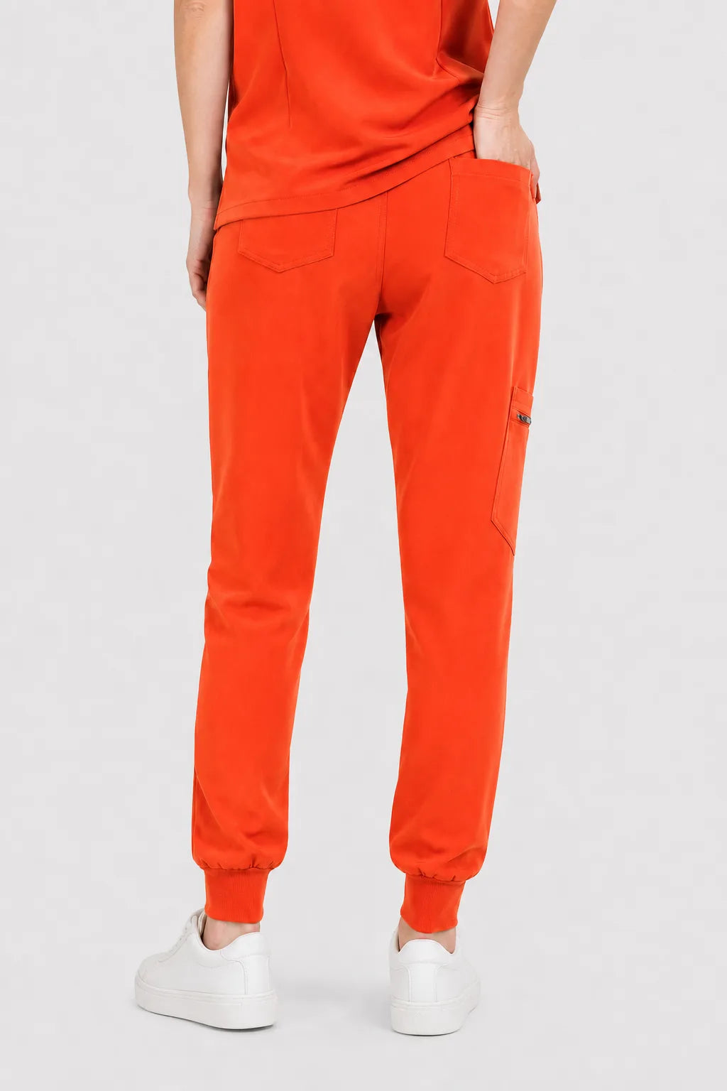 Orange Eipnare Women's V-Neck 8-Pocket Jogger Scrub Set - Stretch Medical Scrubs for Women