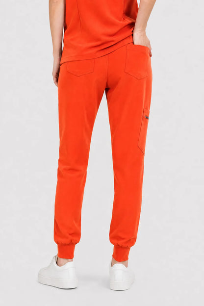 Orange Eipnare Women's V-Neck 8-Pocket Jogger Scrub Set - Stretch Medical Scrubs for Women