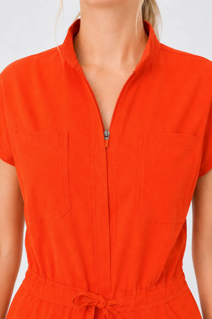 Orange Eipnare Women's Zip-Front Sleeveless Scrub Jumpsuit - Stretch Medical Scrubs for Women