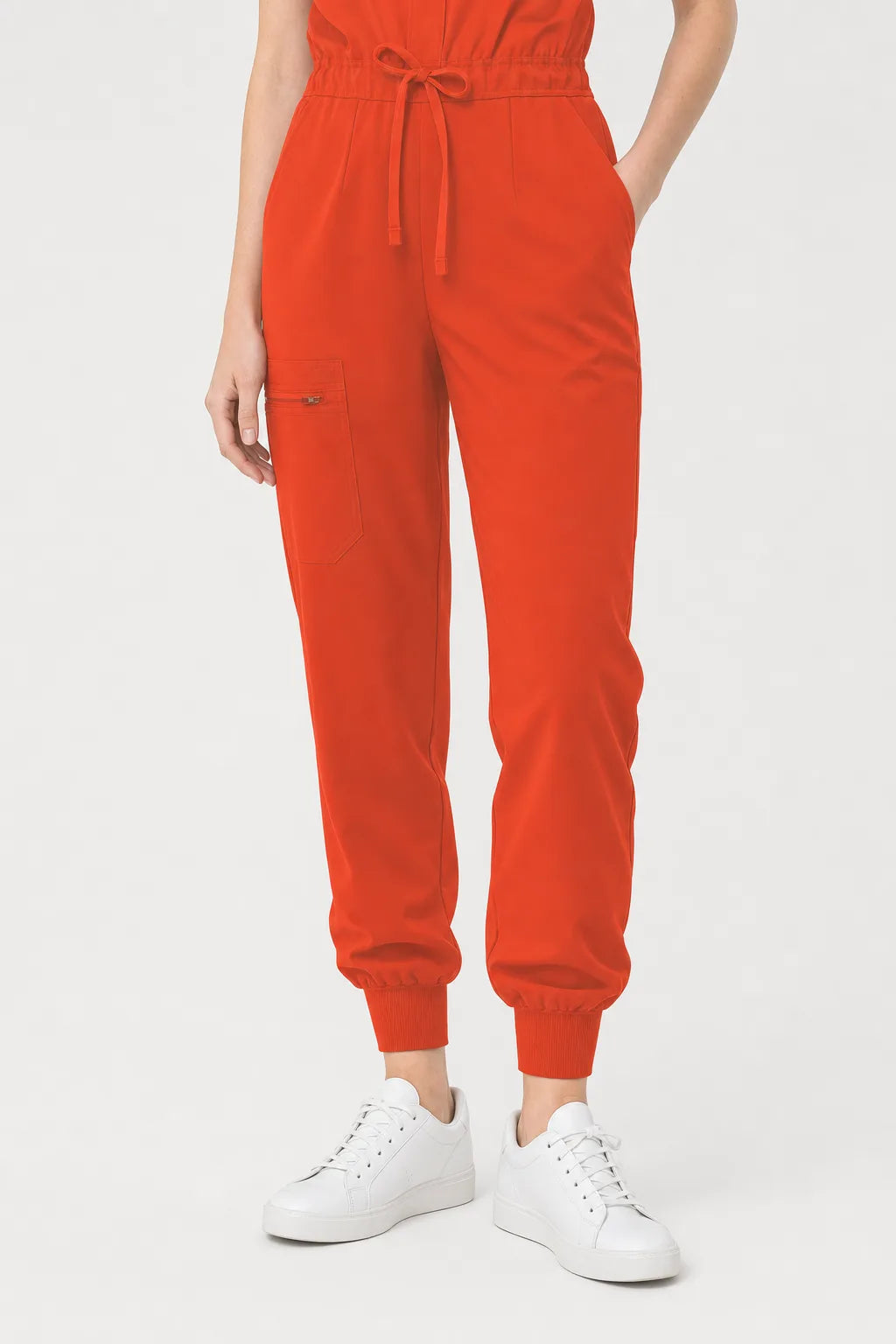 Orange Eipnare Women's Zip-Front Sleeveless Scrub Jumpsuit - Stretch Medical Scrubs for Women
