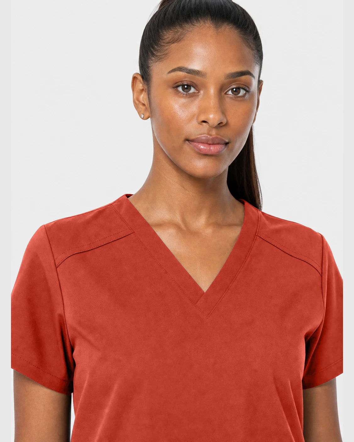 Orange Red Eipnare Women's 15-Pocket V-Neck Jogger Scrub Set - Stretch Medical Scrubs for Women