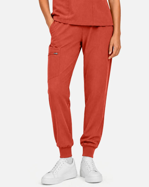 Eipnare Women's Multi-Pocket Jogger Uniform Pants - Orange Red