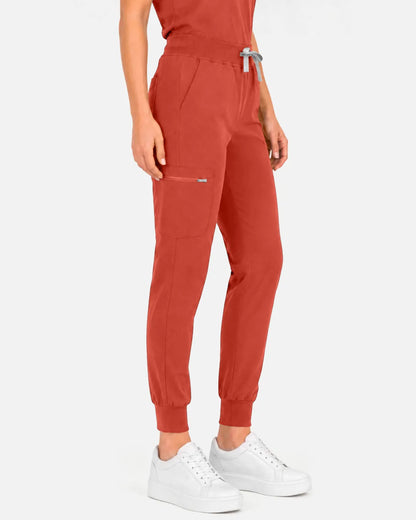 Orange Red Eipnare Women's Multi-Pocket Jogger Scrub Pants - Stretch Medical Scrubs for Women