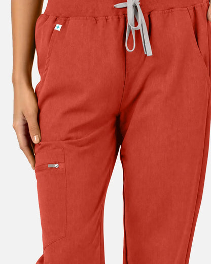 Orange Red Eipnare Women's Multi-Pocket Jogger Scrub Pants - Stretch Medical Scrubs for Women