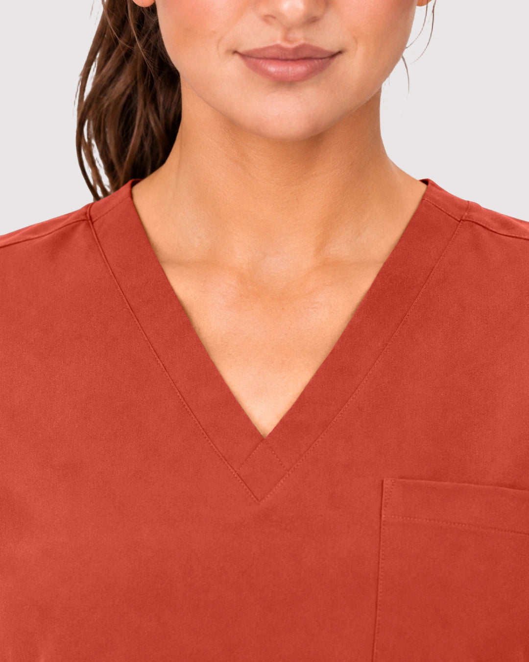 Orange Red Eipnare Women's 3-Pocket V-Neck Jogger Scrub Set - Stretch Medical Scrubs for Women