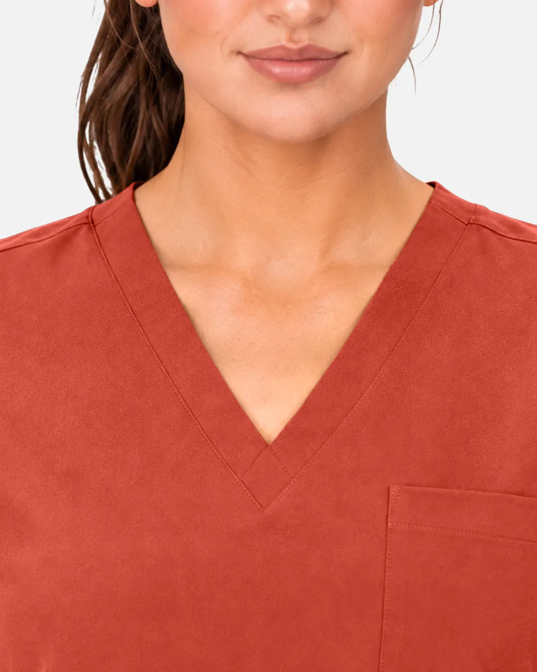 Orange Red Eipnare Women's 3-Pocket V-Neck Scrub Top - Stretch Medical Scrubs for Women