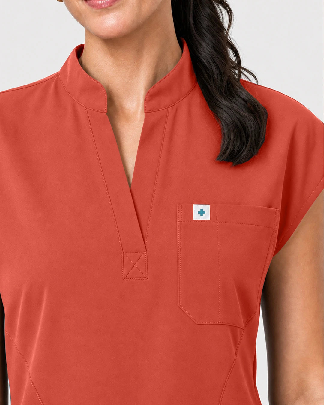 Orange Red Eipnare Women's Henley Sleeveless Jogger Scrub Set - Stretch Medical Scrubs for Women