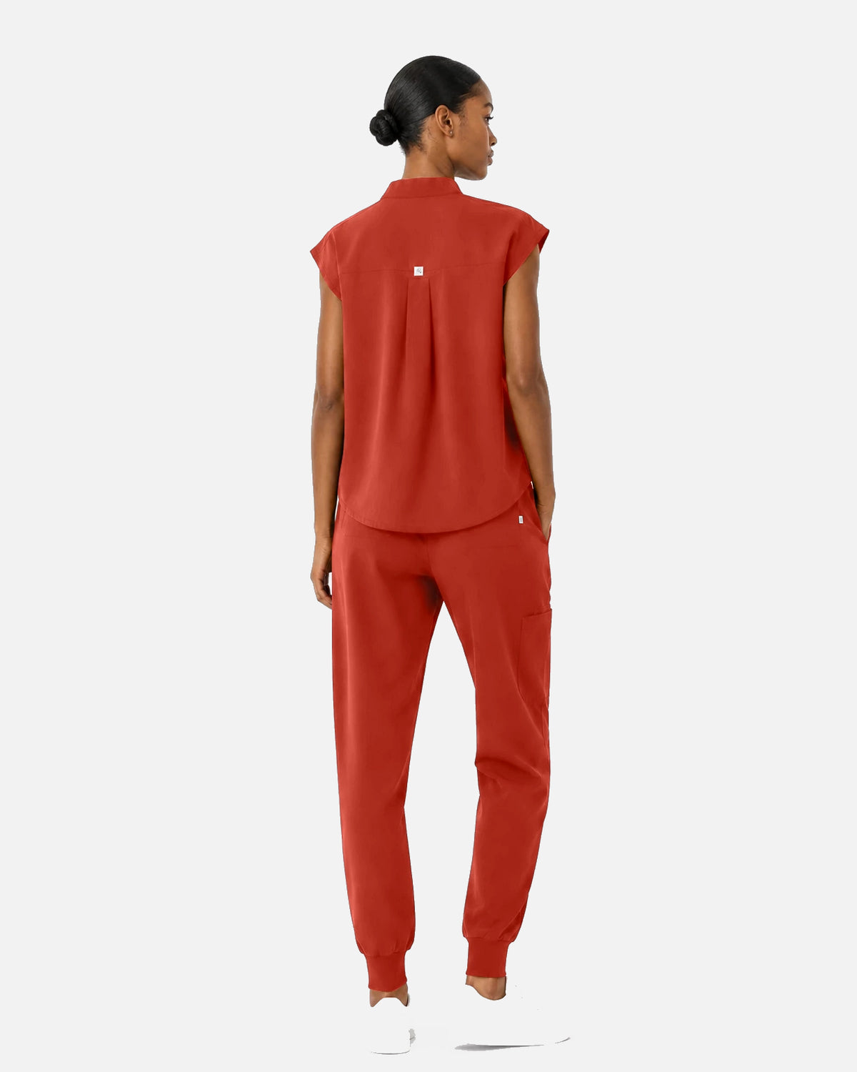 Orange Red – Eipnare Women's Sleeveless Mandarin Collar Jogger Uniform Set – product image 03