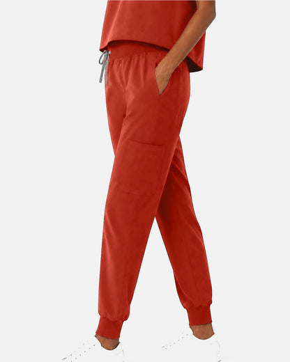 Orange Red – Eipnare Women's Sleeveless Mandarin Collar Jogger Uniform Set – product image 05