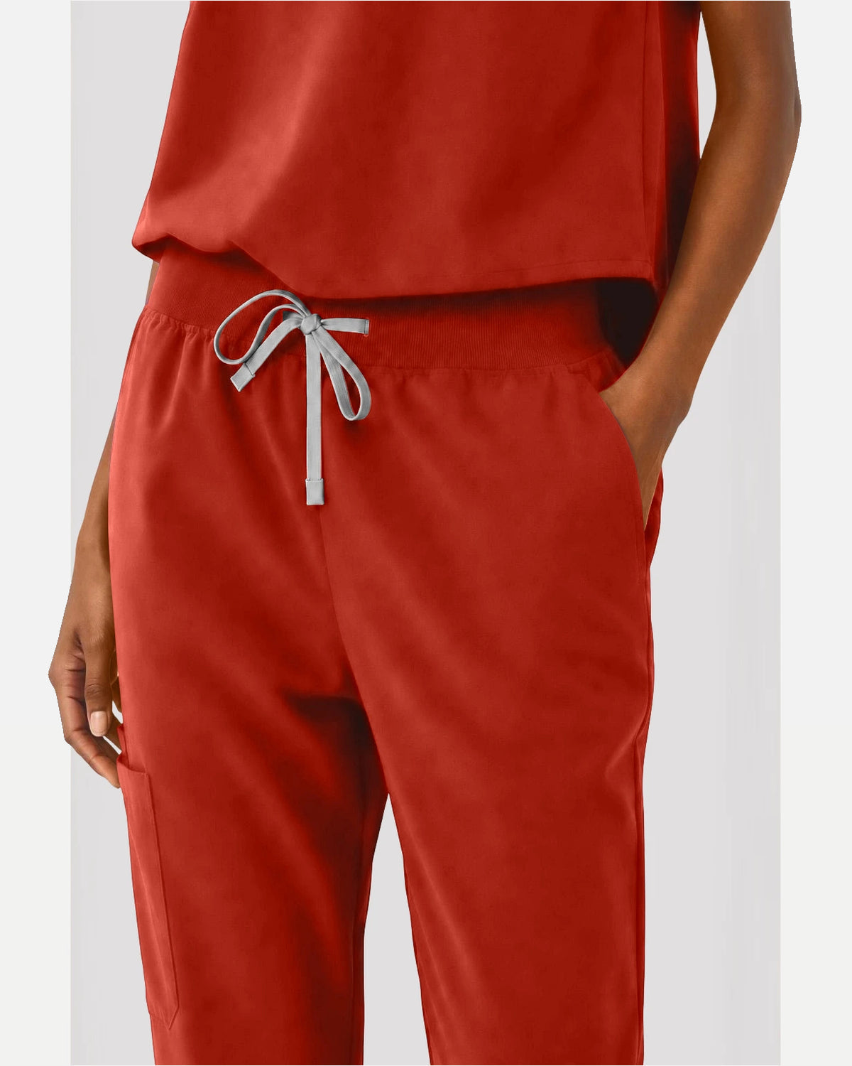 Orange Red – Eipnare Women's Sleeveless Mandarin Collar Jogger Uniform Set – product image 06