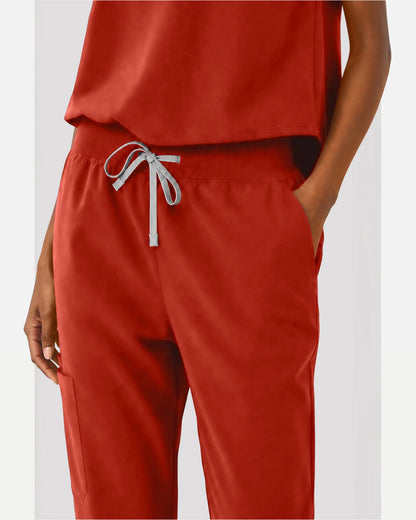 Orange Red – Eipnare Women's Sleeveless Mandarin Collar Jogger Uniform Set – product image 06